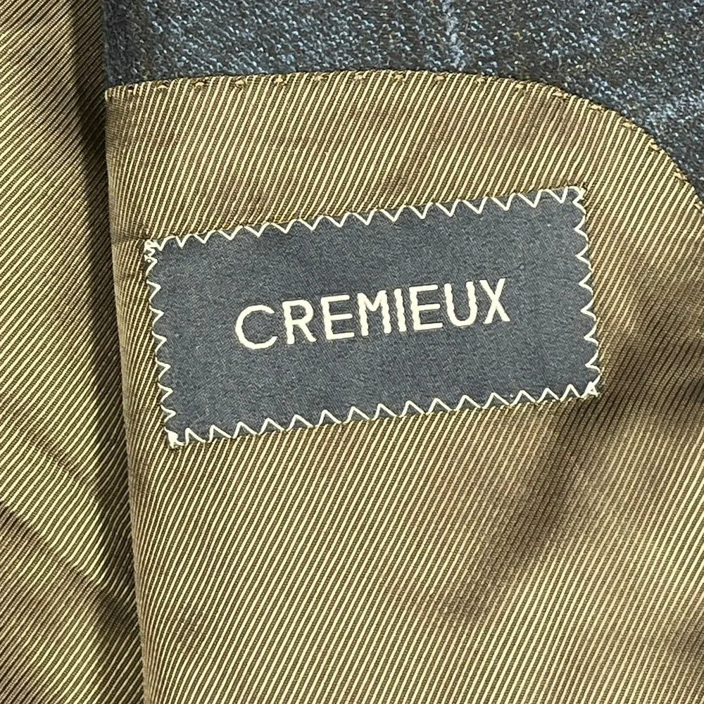 Cremieux Loro Piana Wool Blazer Sport Coat Mens 40L Blue Windowpane *Flaw